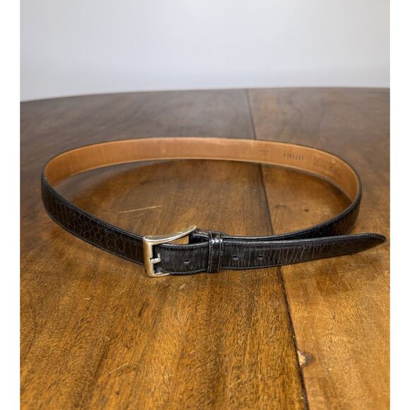Brooks Brothers Crocodile Embossed Genuine Leather Dress Belt Vintage 1 1/8” 38 - Picture 1 of 12